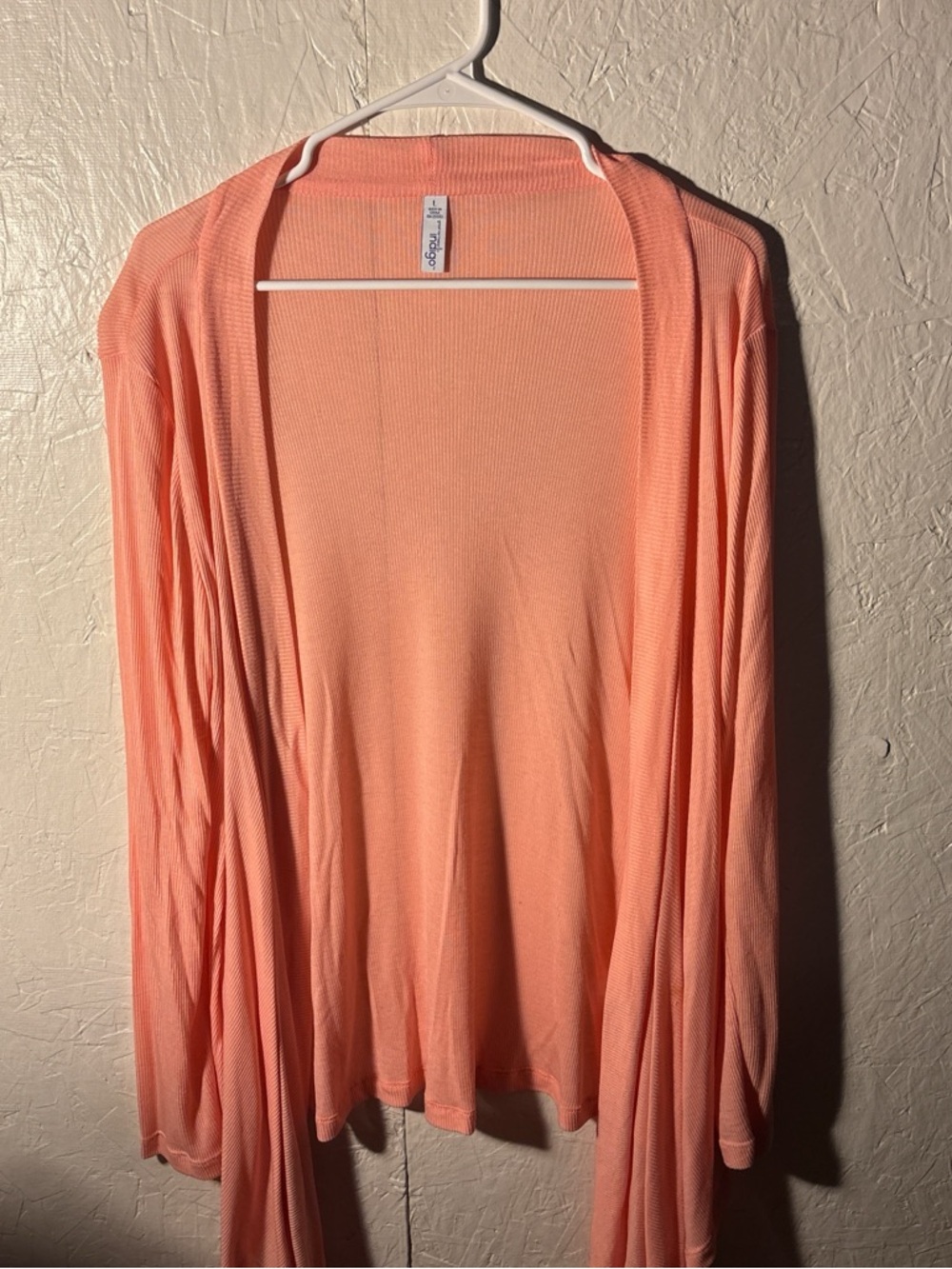 Indigo Lightweight Open Front Cardigan in Peach
